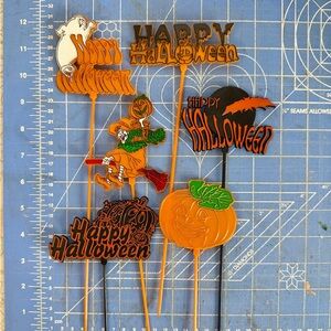 Vintage Halloween floral inserts - Orange and Black